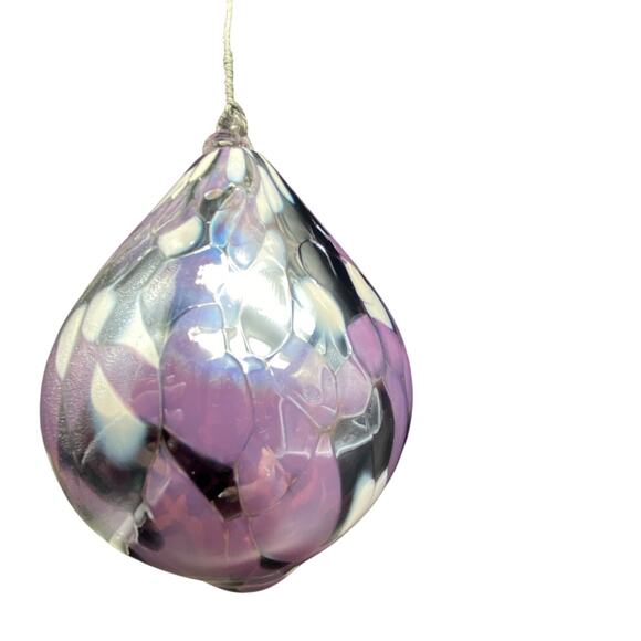 Zorza Poland Mouth Blown Glass‎ ORNAMENT 7” Purple white Label  no box - Picture 1 of 8